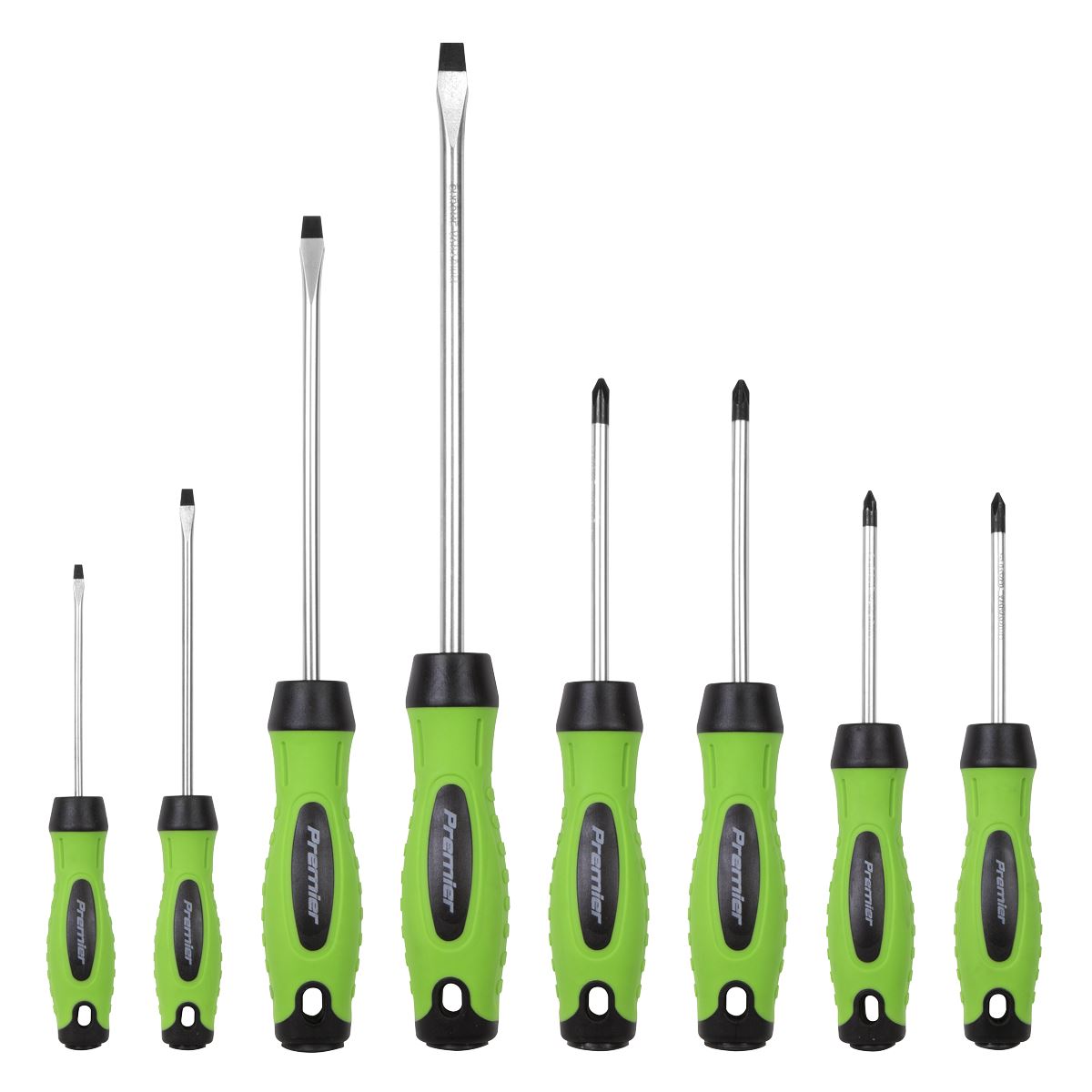 Sealey HV001 Screwdriver Set 8pc Hi-Vis Green