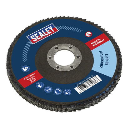 Sealey FD12560 Flap Disc Zirconium Ø125mm Ø22mm Bore 60Grit