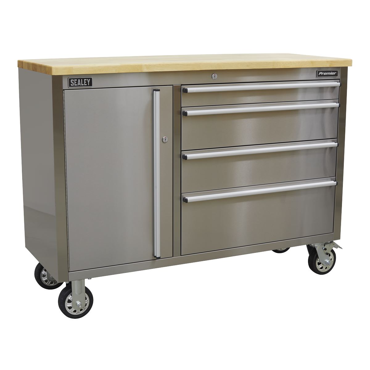 Sealey AP4804SS Mobile Stainless Steel Tool Cabinet 4 Drawer