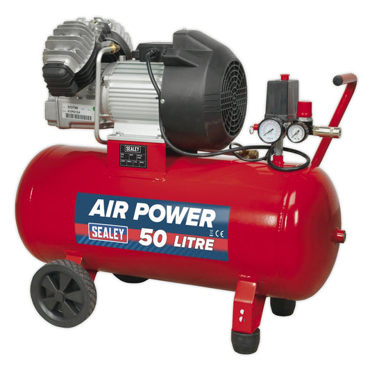 Sealey SAC05030 Air Compressor 50L V-Twin Direct Drive 3hp