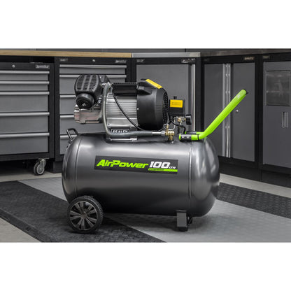 Sealey SAC10030VEKIT Air Compressor 100L Direct Drive 3hp & Air Accessory Kit-McCormickTools