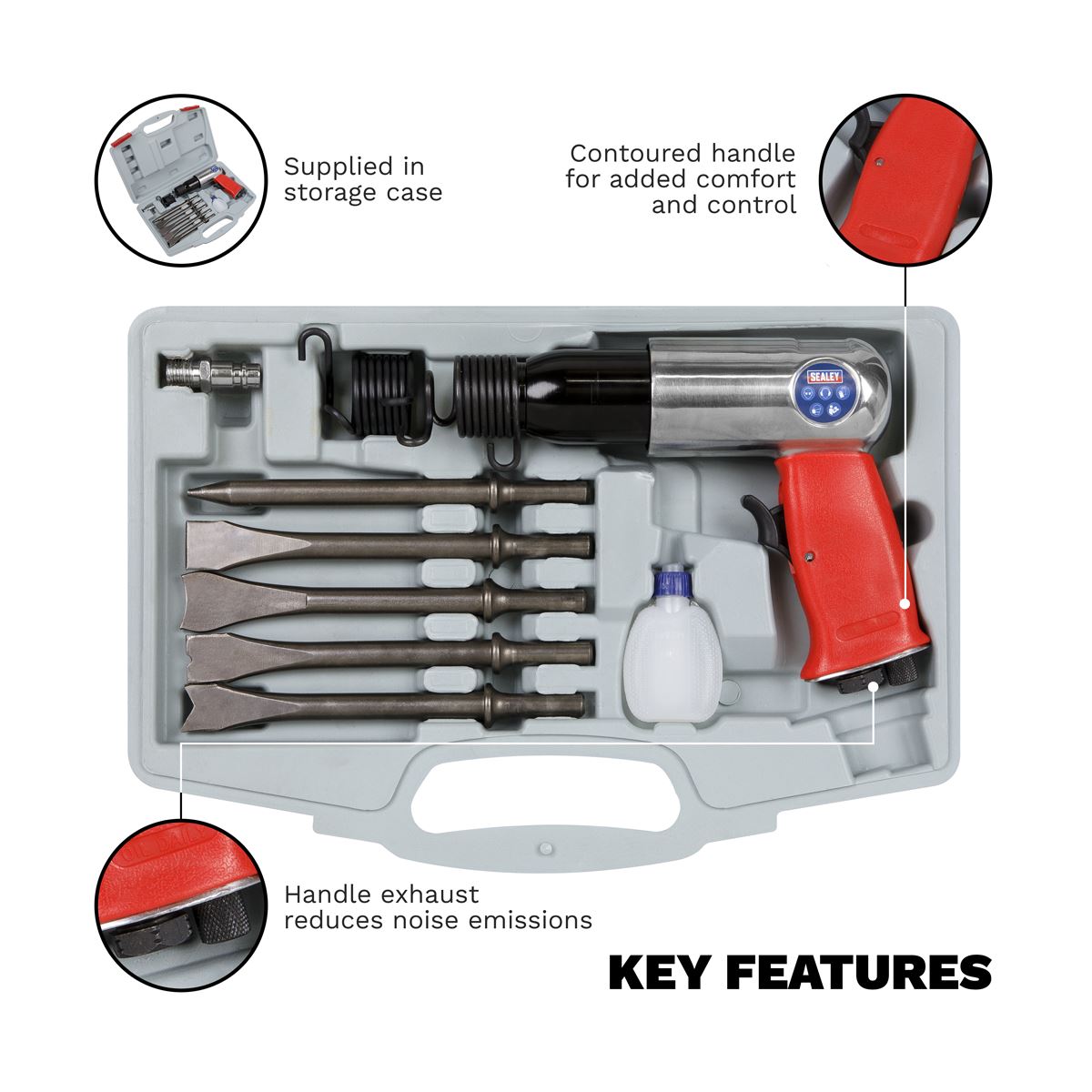 Sealey GSA11 Air Hammer Kit Long Stroke