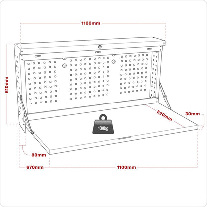 Sealey APWMW02 Wall Mounted Foldable Workbench 1100mm