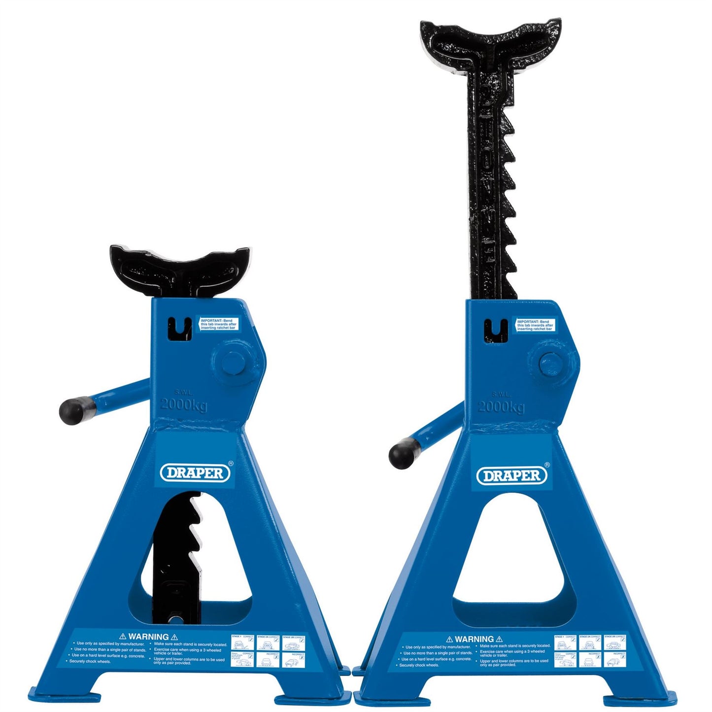 Draper 30878 Ratcheting Axle Stands 2 Tonne Pair