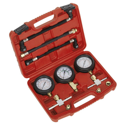 Sealey MS100 Motorcycle Compression & Fuel Pressure Gauge Set 3pc