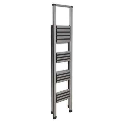 Sealey APSL4 Aluminium Professional Folding Step Ladder 4-Step 150kg Capacity