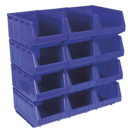 Sealey TPS412B Plastic Storage Bin 210 x 355 x 165mm - Blue Pack of 12