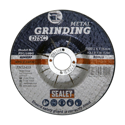 Sealey PTC/100G Grinding Disc Ø100 x 6mm Ø16mm Bore