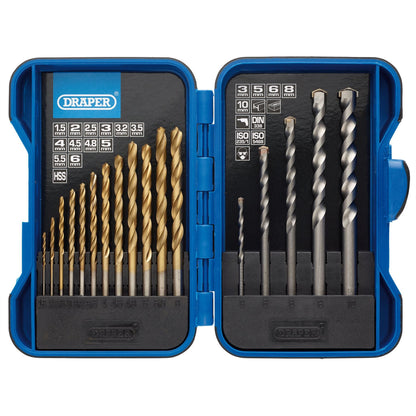 Draper 18551 Metric Combination HSS and Masonry Drill Bit Set 17 Piece