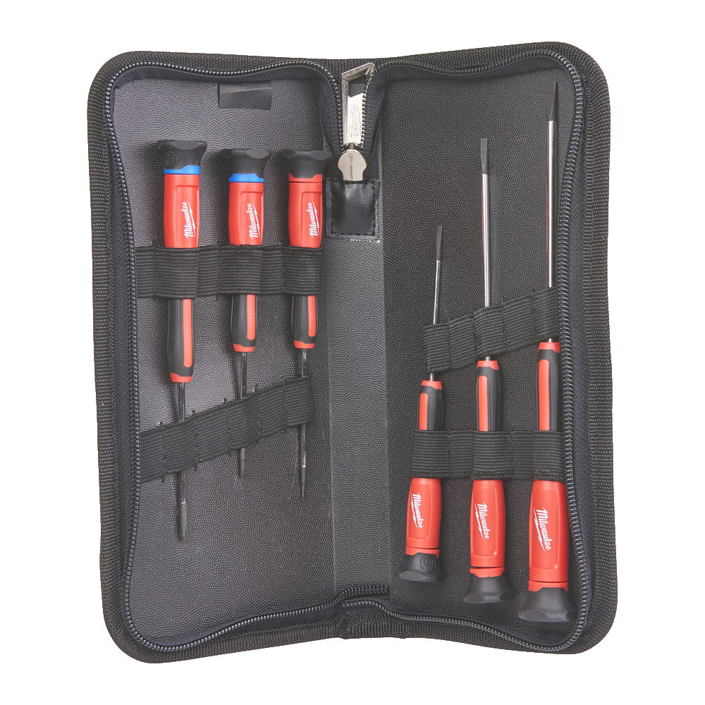 Milwaukee Precision Screwdriver Set 6pc Pozi & Slotted 4932471869