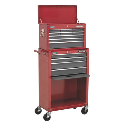 Sealey AP22513BB Topchest & Rollcab Combination 13 Drawer with Ball-Bearing Slides - Red/Grey