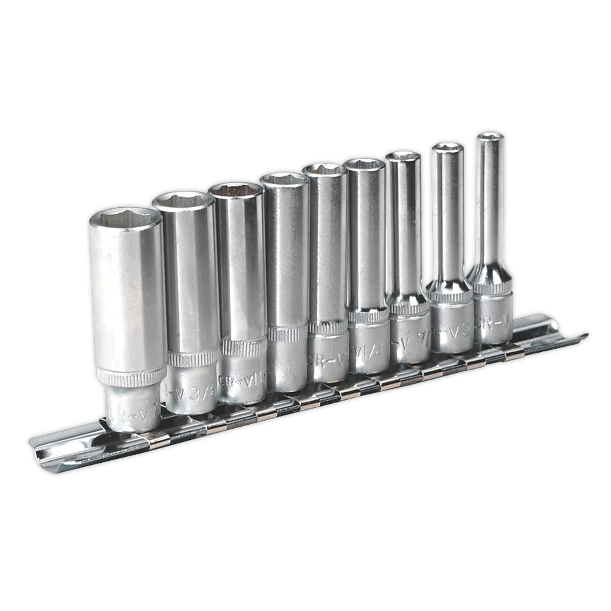 Sealey AK2718 Socket Set 9pc 1/4"Sq Drive 6pt Deep WallDrive® Imperial