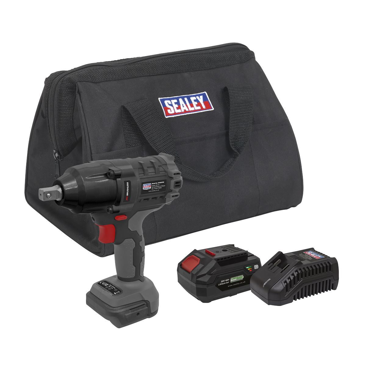 Sealey CP20VPIWKIT1 Brushless Impact Wrench Kit 1/2"Sq Drive 20V 4Ah SV20 Series