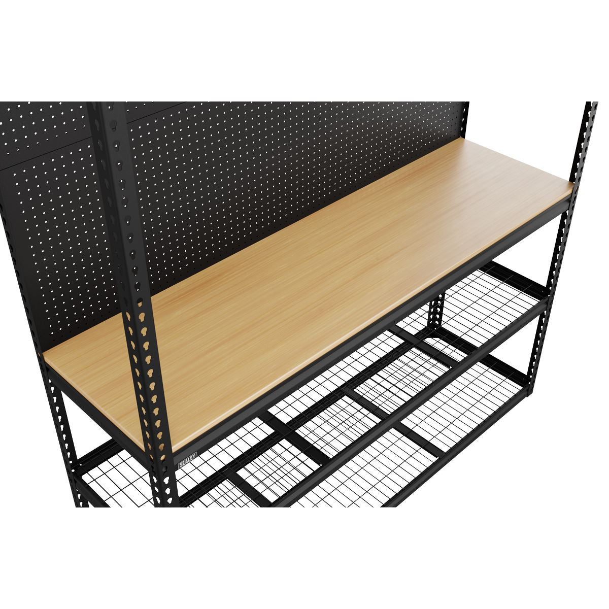 Sealey APMWB1 Heavy-Duty Modular Workbench with Racking & Pegboard 300kg Capacity Per Level 1820mm