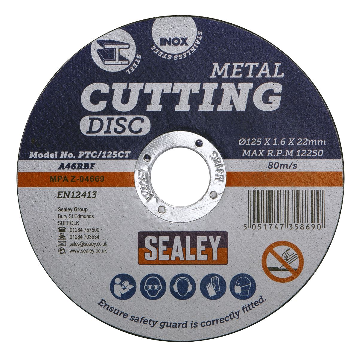 Sealey PTC/125CT Cutting Disc Ø125 x 1.6mm 22mm Bore