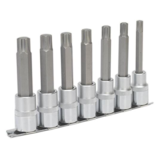 Sealey AK6235 Ribe Socket Bit Set 7pc 1/2"Sq Drive 100mm