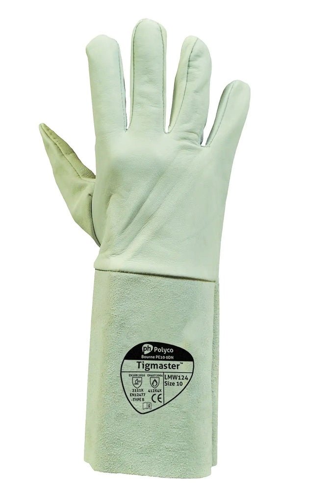 50 Pairs Polyco Tigmaster Leather Welding Gauntlet One Size 10 XL LMW124 - McCormickTools