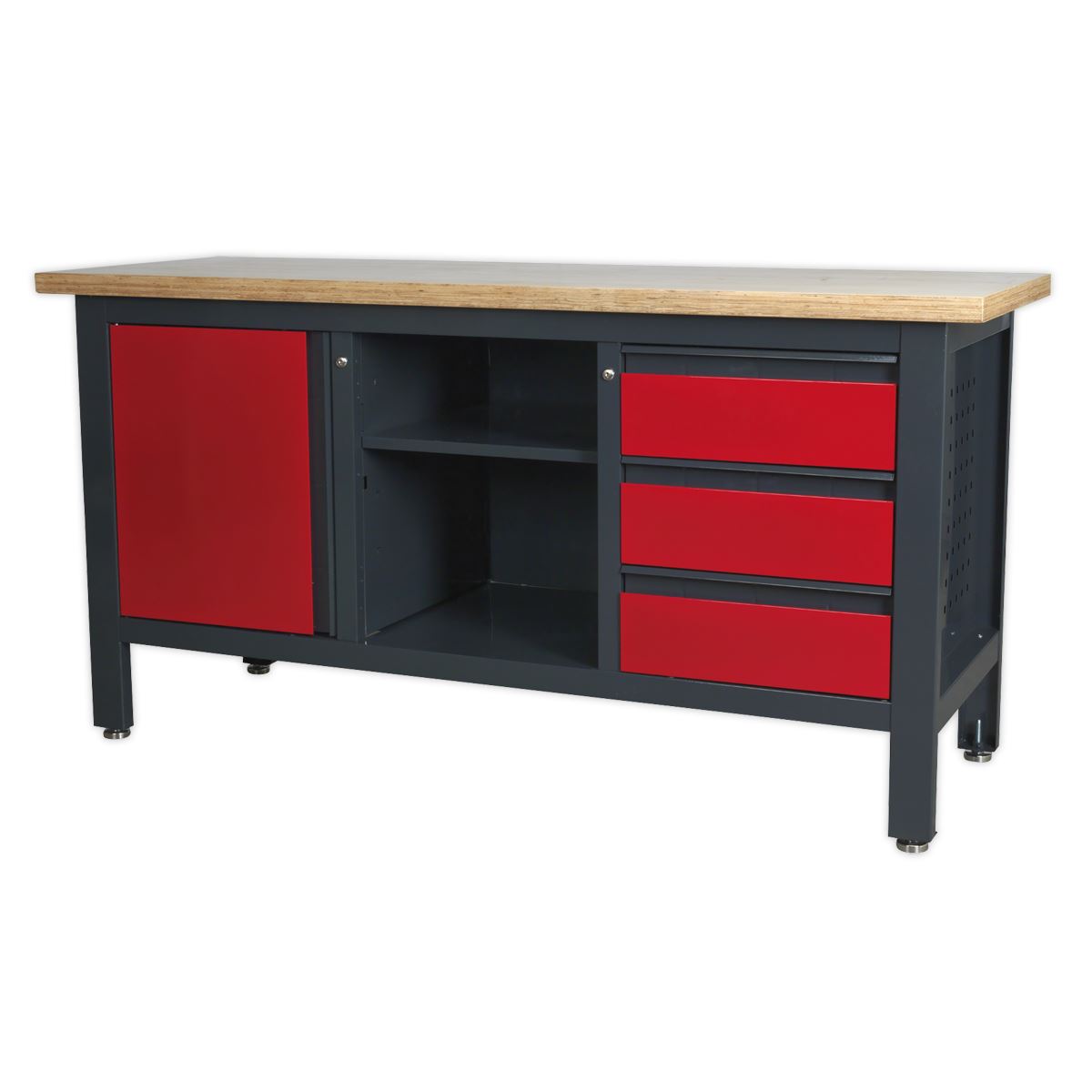 Sealey AP1905B Workstation with 3 Drawers 1 Cupboard & Open Storage