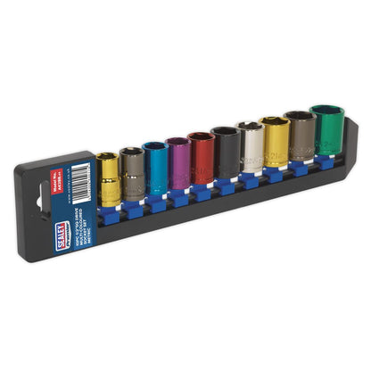 Sealey AK288 Multi-Coloured Socket Set 10pc 1/2"Sq Drive WallDrive® Metric