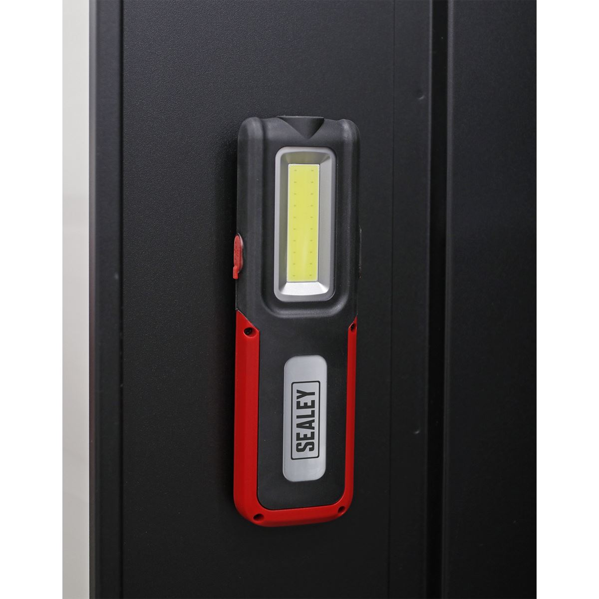 Sealey LED318R Rechargeable Inspection Light 5W COB & 3W SMD LED with Power Bank - Red