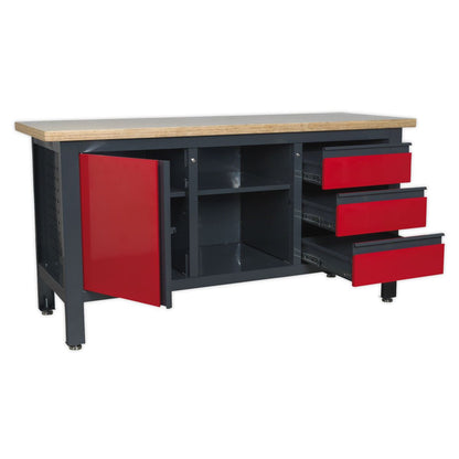 Sealey AP1905B Workstation with 3 Drawers 1 Cupboard & Open Storage