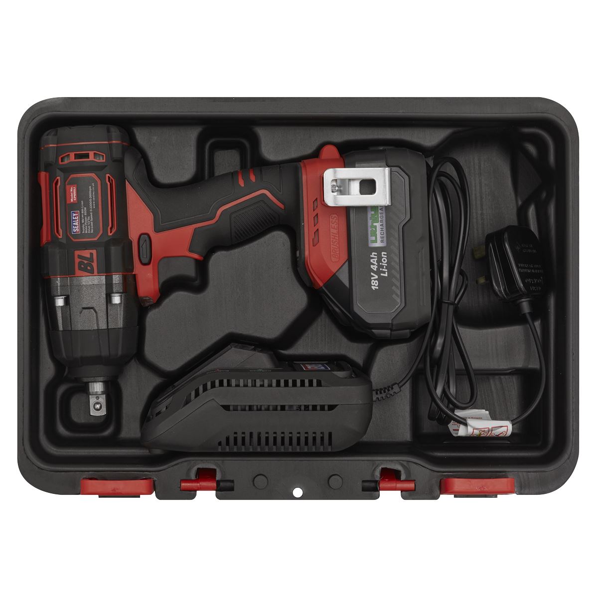 Sealey CP650LI Cordless Brushless Impact Wrench 18V 4Ah Lithium-ion 1/2"Sq Drive