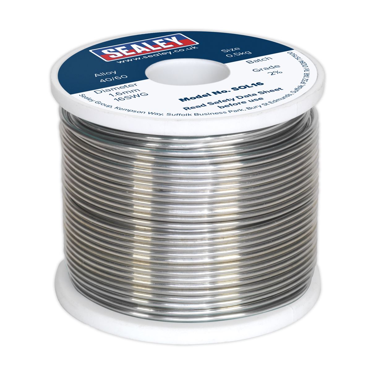 Sealey SOL16 Solder Wire Quick Flow 1.6mm/16SWG 40/60 0.5kg Reel