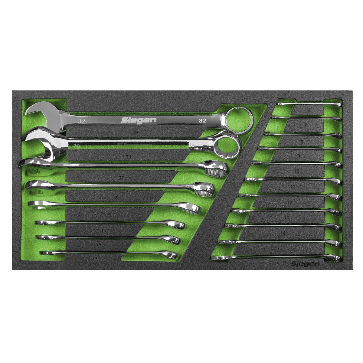 Siegen S01272 Tool Tray with Combination Spanner Set 19pc - Metric