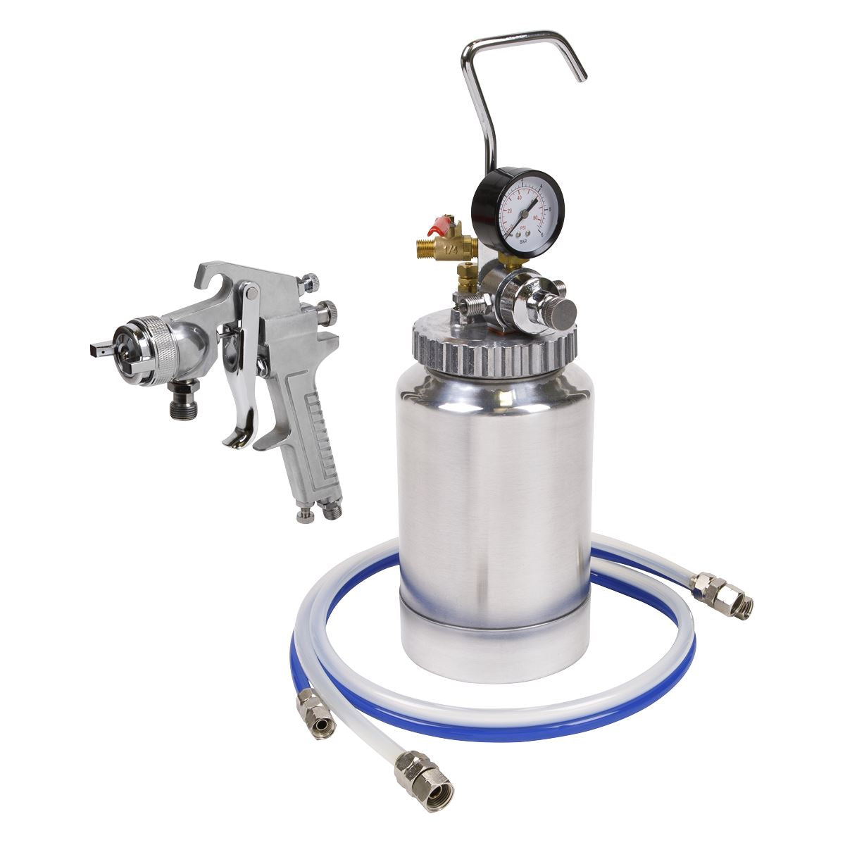 Sealey SSG1P Pressure Pot System with Spray Gun & Hoses 1.8mm Set-Up