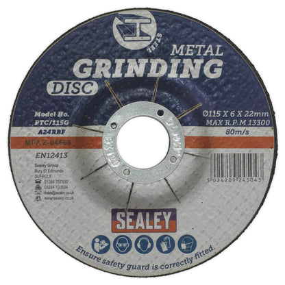 Sealey PTC/115G Grinding Disc Ø115 x 6mm Ø22mm Bore