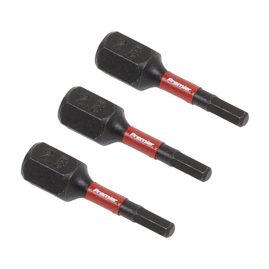 Sealey AK8210 Hex 2.5mm Impact Power Tool Bits 25mm - 3pc