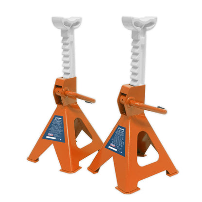 Sealey VS2002OR Ratchet Type Axle Stands (Pair) 2 Tonne Capacity per Stand - Orange