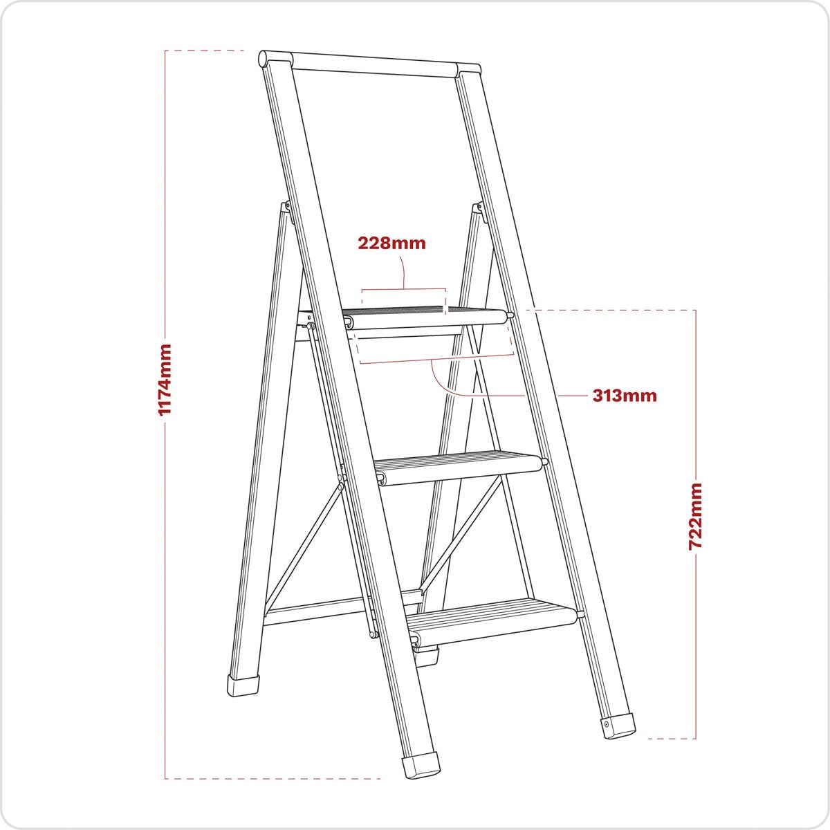 Sealey APSL3 Aluminium Professional Folding Step Ladder 3-Step 150kg Capacity