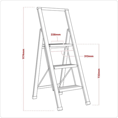 Sealey APSL3 Aluminium Professional Folding Step Ladder 3-Step 150kg Capacity