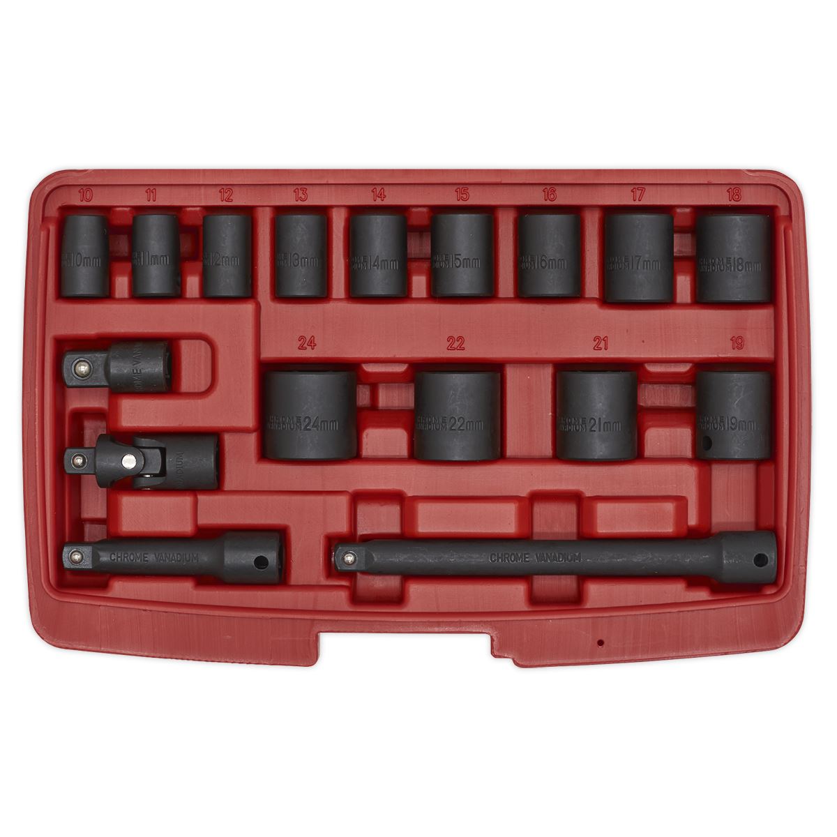 Sealey AK68217 Impact Socket Set 17pc 3/8"Sq Drive Metric