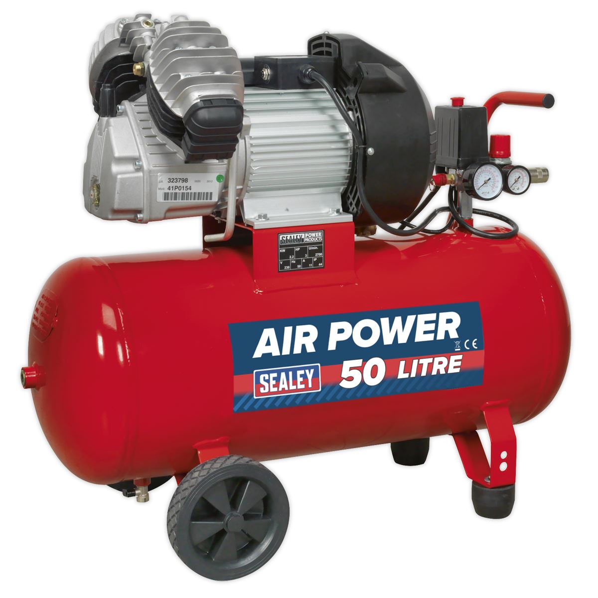 Sealey SAC05030 Air Compressor 50L V-Twin Direct Drive 3hp