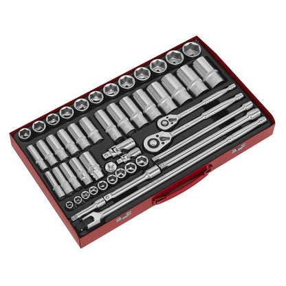 Sealey AK6942 Socket Set 50pc 3/8" & 1/2"Sq Drive 6pt WallDrive® - Metric