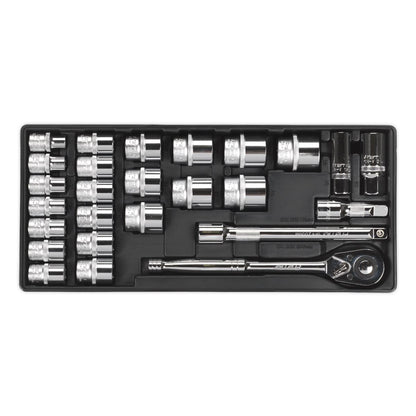 Sealey TBT21 Tool Tray with Socket Set 26pc 1/2"Sq Drive