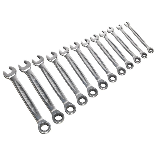 Sealey AK63922 Ratchet Combination Spanner Set 12pc - Metric - Premier Platinum