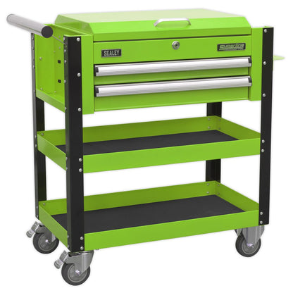 Sealey AP760MHV Heavy-Duty Mobile Tool & Parts Trolley 2 Drawers & Lockable Top - Green