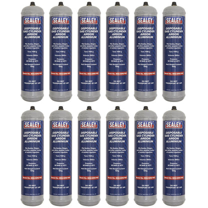 Sealey MIG/ARG/100/12 Gas Cylinder Disposable Argon 100g - Box of 12