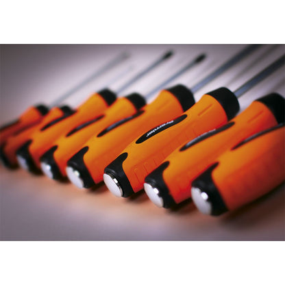 Sealey HV004 Screwdriver Set 8pc Hammer-Thru Hi-Vis Orange