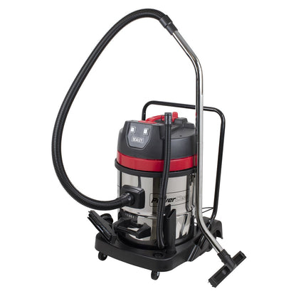 Sealey PC460 Vacuum Cleaner Wet & Dry 60L Stainless Steel Drum 2400W/230V