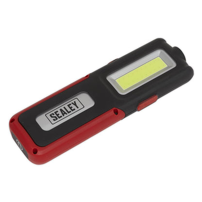 Sealey LED318R Rechargeable Inspection Light 5W COB & 3W SMD LED with Power Bank - Red