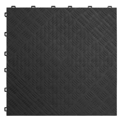 Sealey FT3B Polypropylene Floor Tile 400 x 400mm - Black Treadplate - Pack of 9