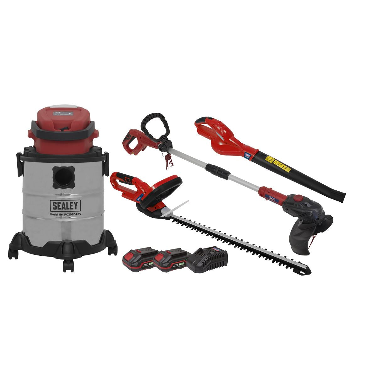 Sealey CP20VCOMBO3 4 x 20V SV20 Series Cordless Garden Power Tool Combo Kit - 2 Batteries