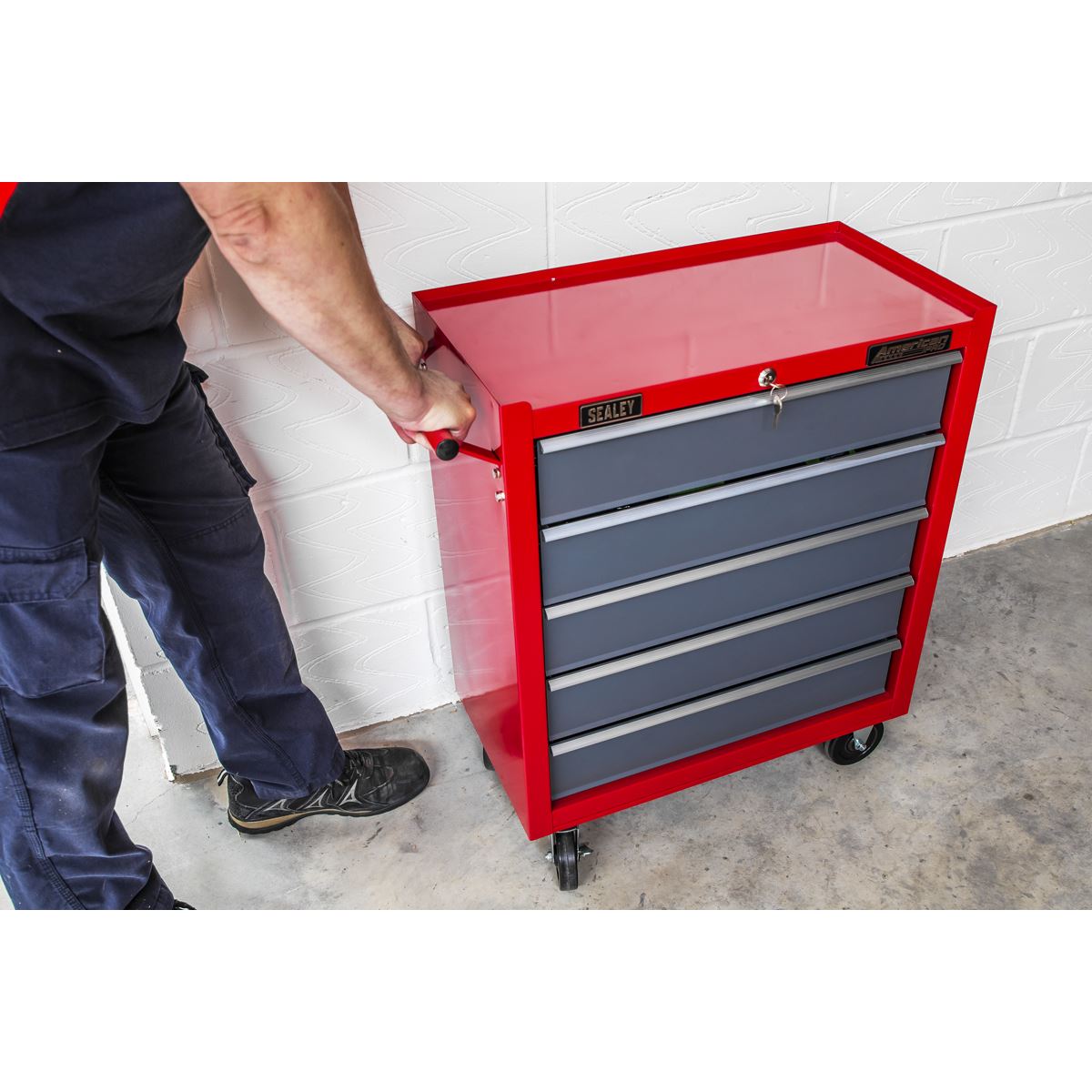 Sealey AP22505BB Rollcab 5 Drawer with Ball-Bearing Slides - Red/Grey