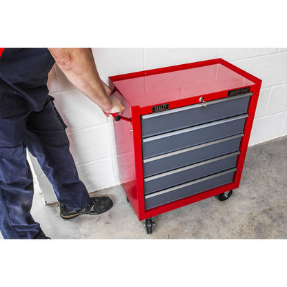 Sealey AP22505BB Rollcab 5 Drawer with Ball-Bearing Slides - Red/Grey