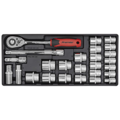 Sealey TBT35 Tool Tray with Socket Set 26pc 1/2"Sq Drive