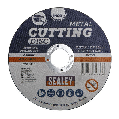 Sealey PTC/125CET Cutting Disc Ø125 x 1.2mm Ø22mm Bore